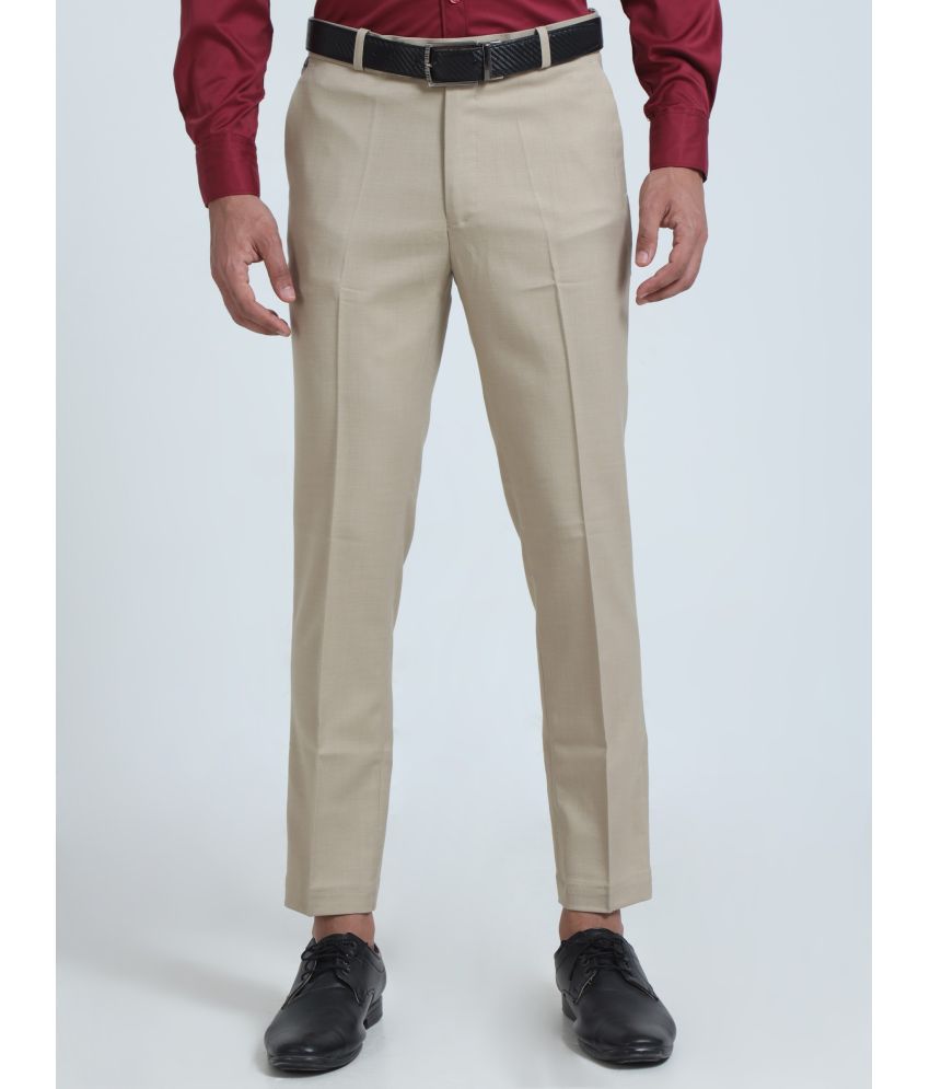     			HETIERS Tapered Flat Men's Formal Trouser - Beige ( Pack of 1 )