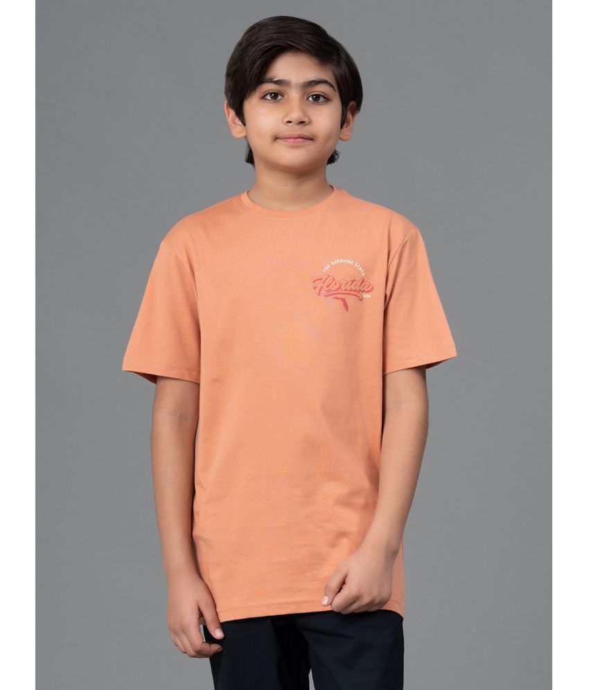     			Red Tape Orange Cotton Boy's T-Shirt ( Pack of 1 )