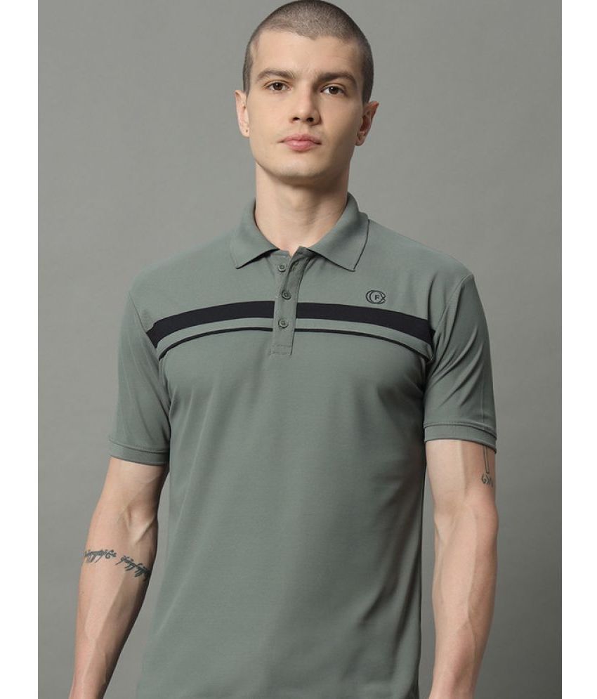     			FXSPORTS Cotton Blend Regular Fit Striped Half Sleeves Men's Polo T Shirt - Teal Blue ( Pack of 1 )