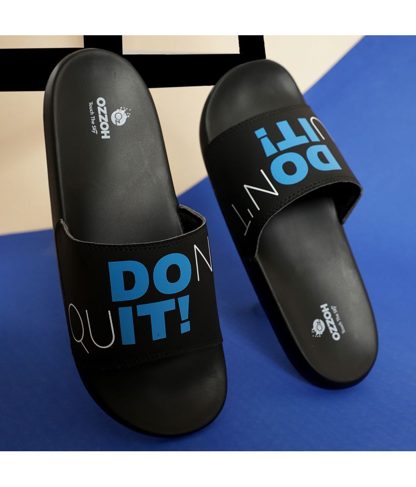     			OZZOH Black Men's Slide Flip Flop