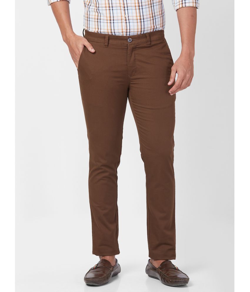     			Parx Slim Flat Men's Chinos - Brown ( Pack of 1 )