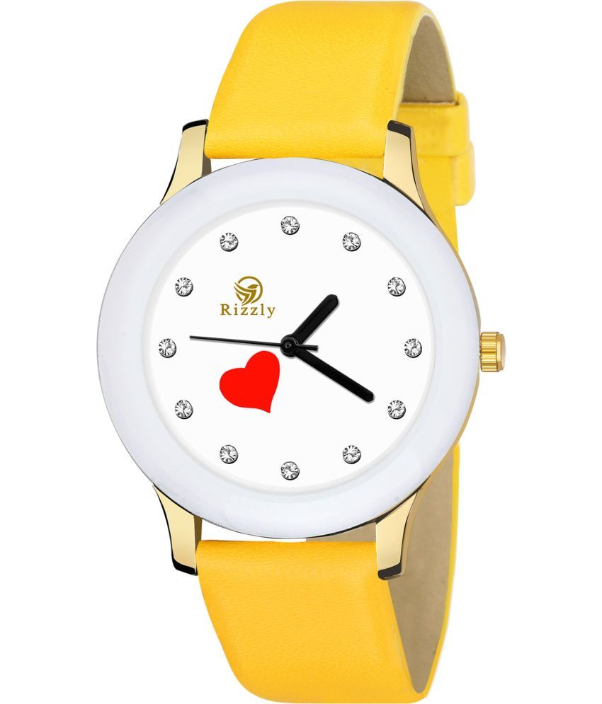     			Septem Yellow Leather Analog Men's Watch