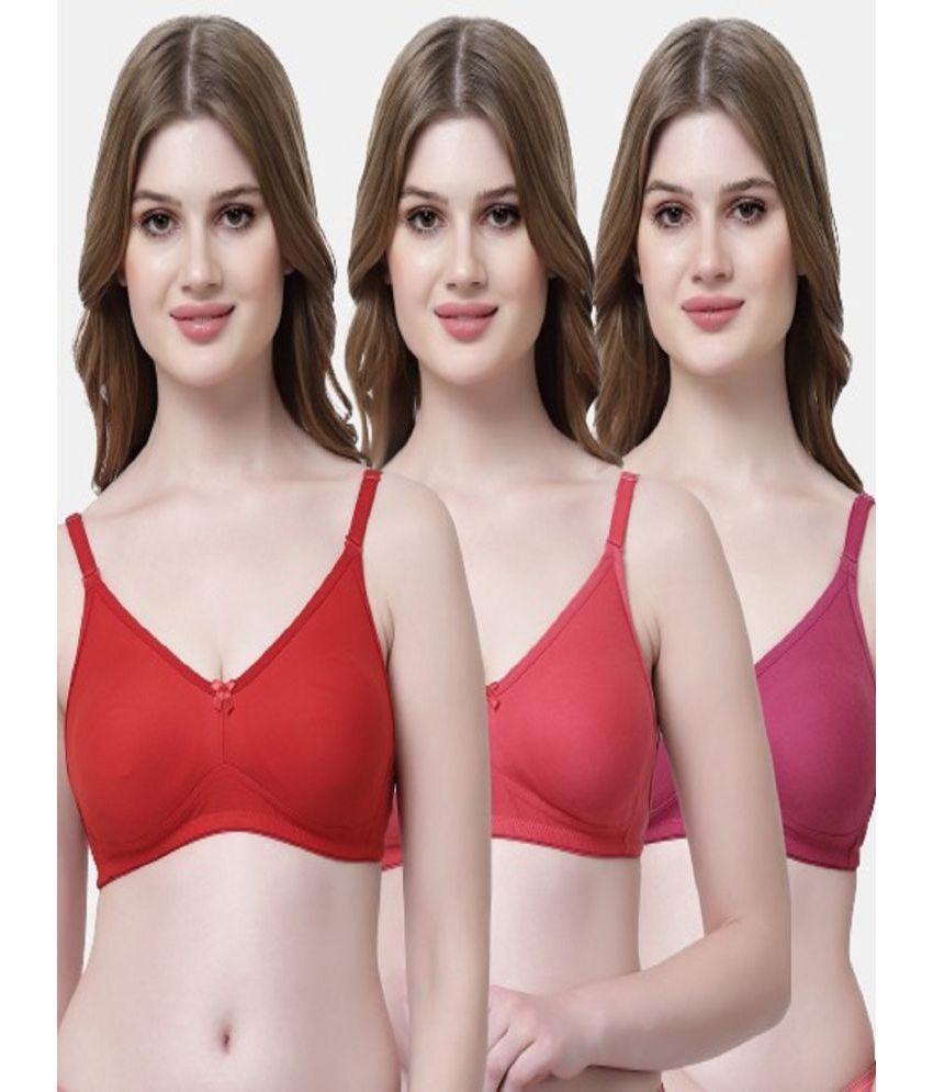     			Softskin Multicolor Cotton Non Padded Women's T-Shirt Bra ( Pack of 3 )