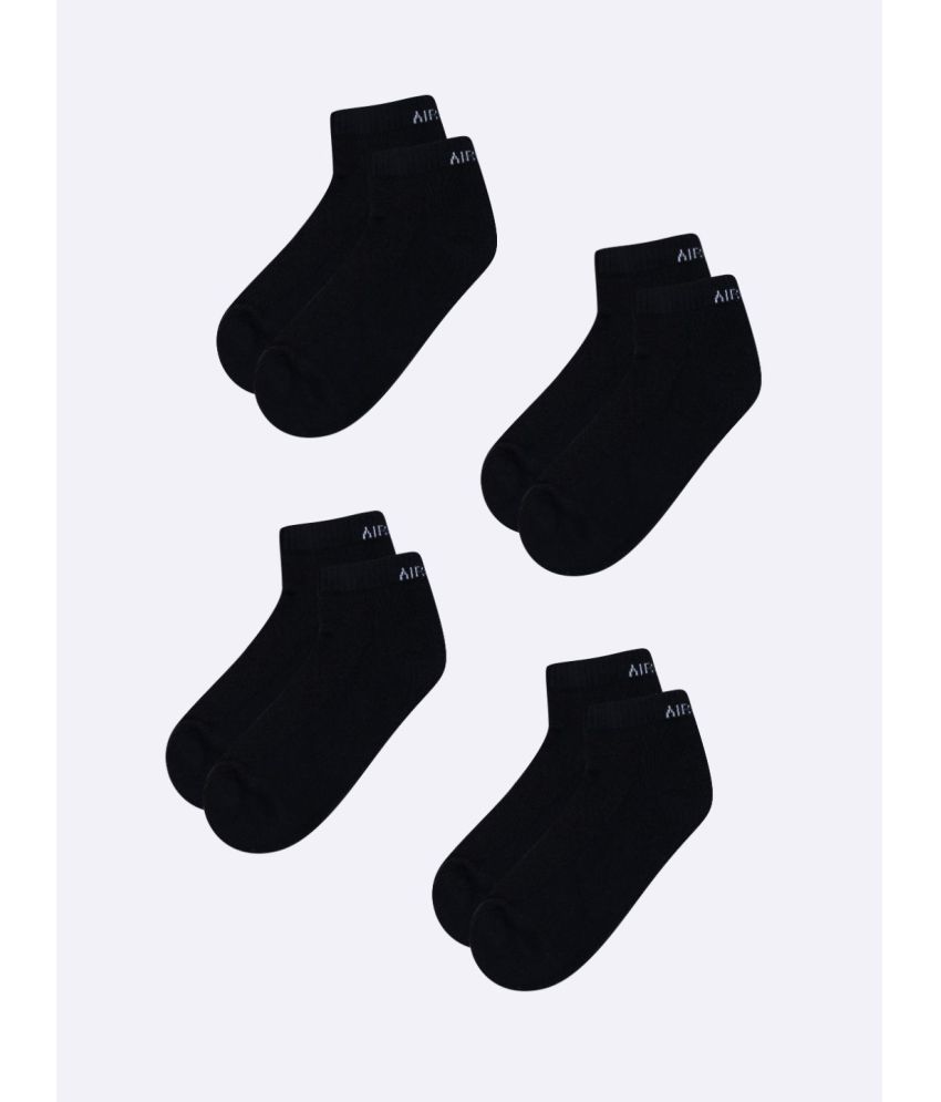     			AIR GARB Cotton Men's Solid Black Low Cut Socks ( Pack of 4 )