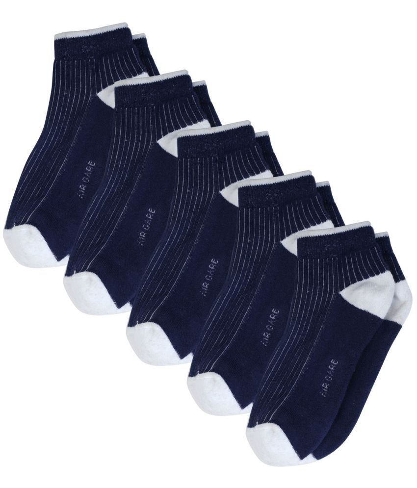     			AIR GARB Cotton Men's Colorblock Navy Blue Low Cut Socks ( Pack of 5 )