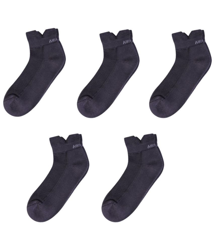     			AIR GARB Cotton Men's Solid Light Grey Low Ankle Socks ( Pack of 5 )