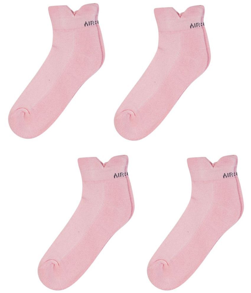     			AIR GARB Cotton Men's Solid Pink Low Ankle Socks ( Pack of 4 )
