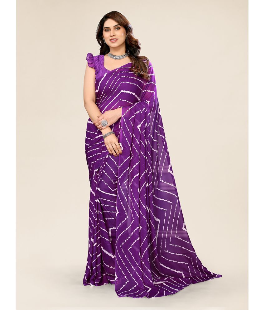     			ANAND SAREES Georgette Printed Saree With Blouse Piece - Purple ( Pack of 1 )