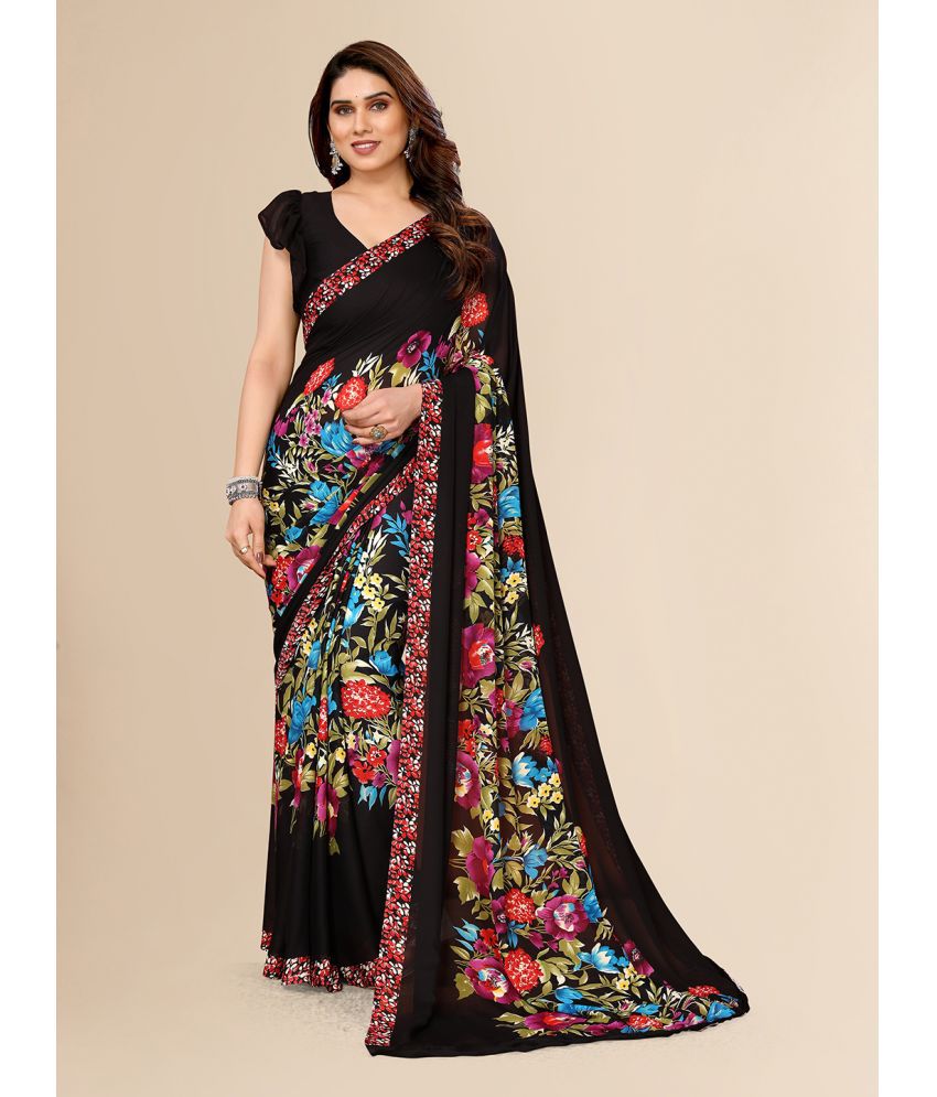     			ANAND SAREES Georgette Printed Saree With Blouse Piece - Black ( Pack of 1 )