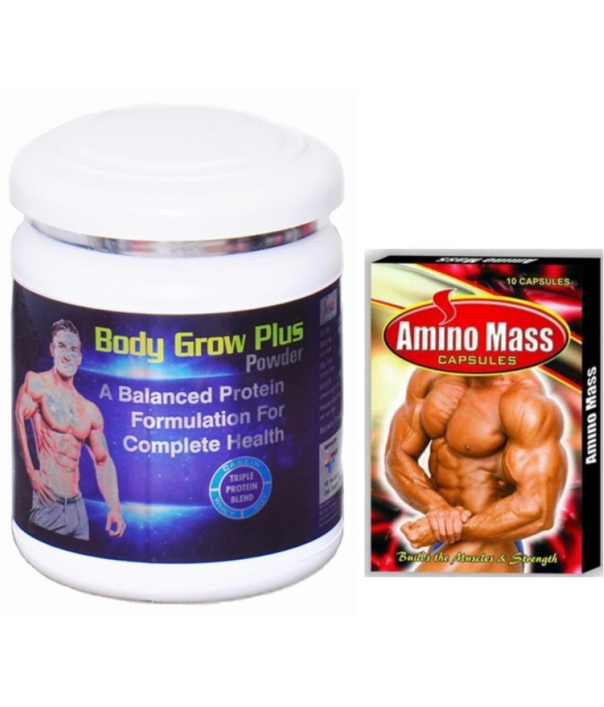     			G & G Pharmacy Amino Mass Cap 10no.s & Rikhi Body Grow Plus Powder 300 gm Chocolate
