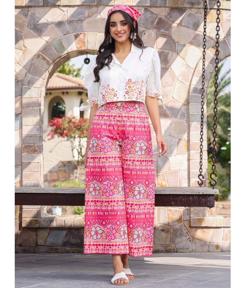     			Juniper Pink Embroidered Pant Top Set