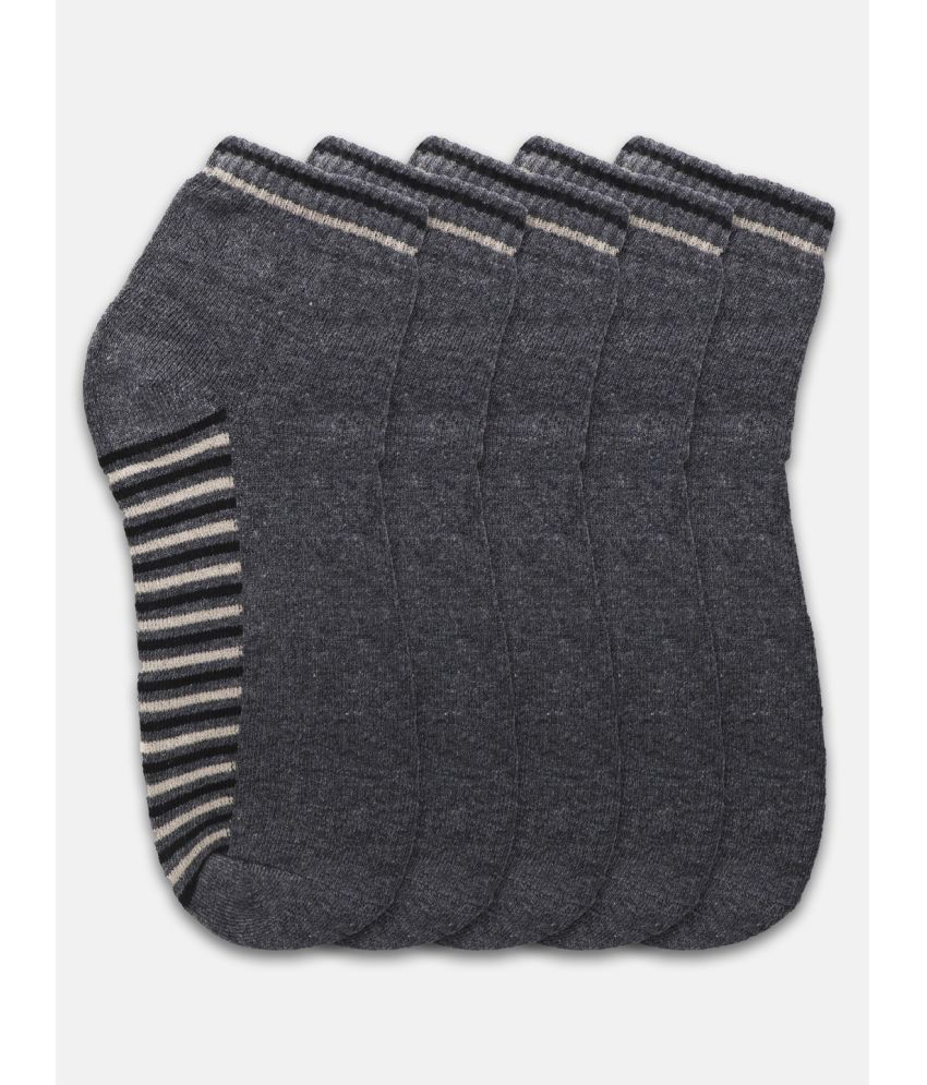     			Kolor Fusion Cotton Blend Men's Striped Dark Grey Mid Length Socks ( Pack of 5 )