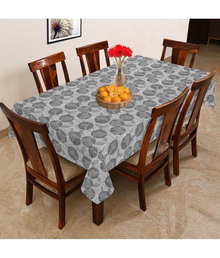     			Oasis Hometex Printed Cotton 6 Seater Rectangle Table Cover ( 178 x 152 ) cm Pack of 1 Black
