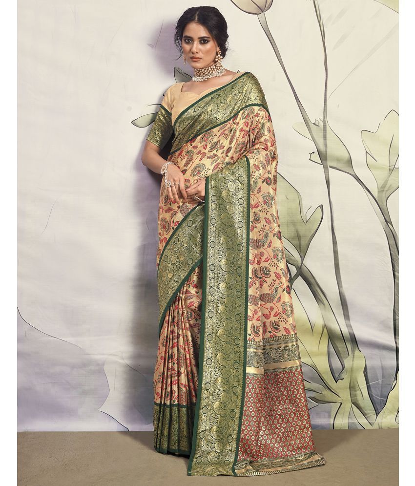     			Satrani Art Silk Woven Saree With Blouse Piece - Green ( Pack of 1 )