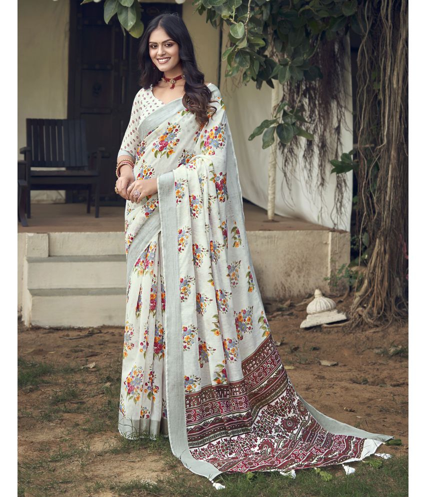     			Satrani Cotton Printed Saree With Blouse Piece - Multicolor ( Pack of 1 )