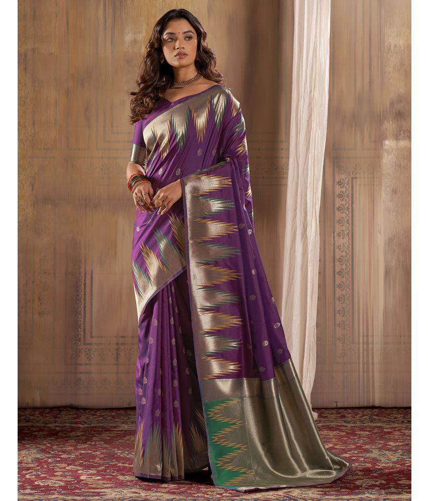     			Satrani Silk Woven Saree With Blouse Piece - Magenta ( Pack of 1 )