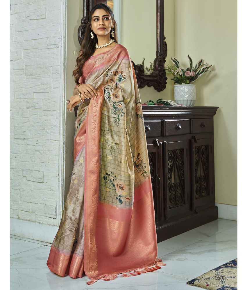     			Satrani Silk Woven Saree With Blouse Piece - Multicolor ( Pack of 1 )