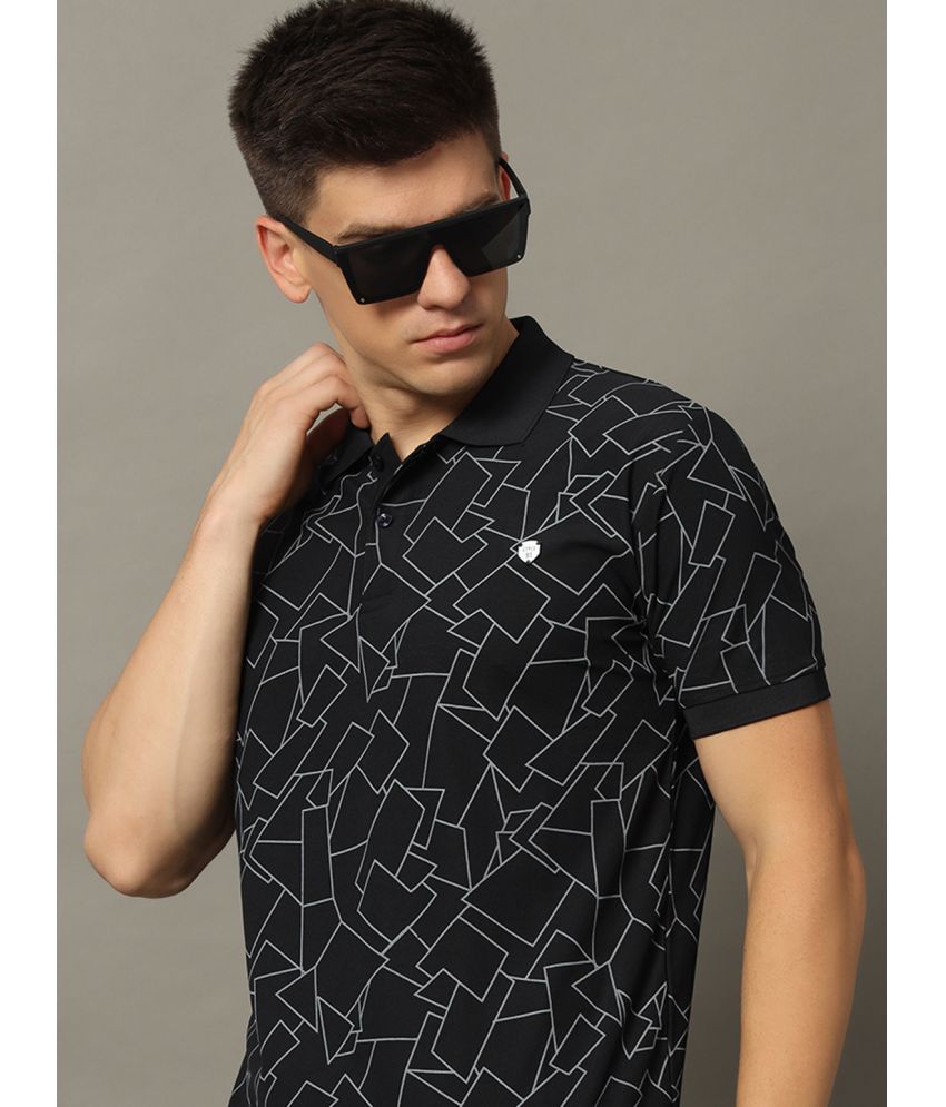     			WESTMAN Cotton Blend Regular Fit Printed Half Sleeves Men's Polo T Shirt - Black ( Pack of 1 )