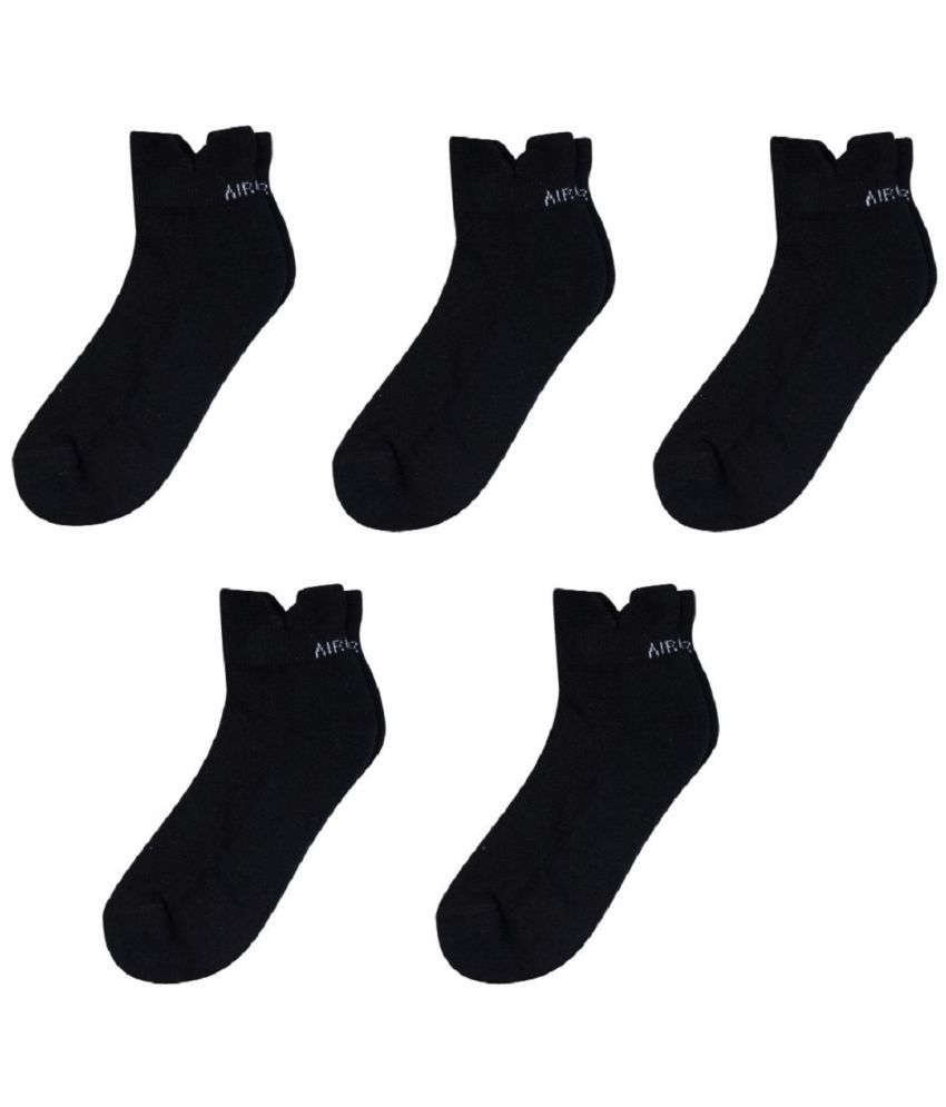    			AIR GARB Cotton Men's Solid Black Low Cut Socks ( Pack of 5 )