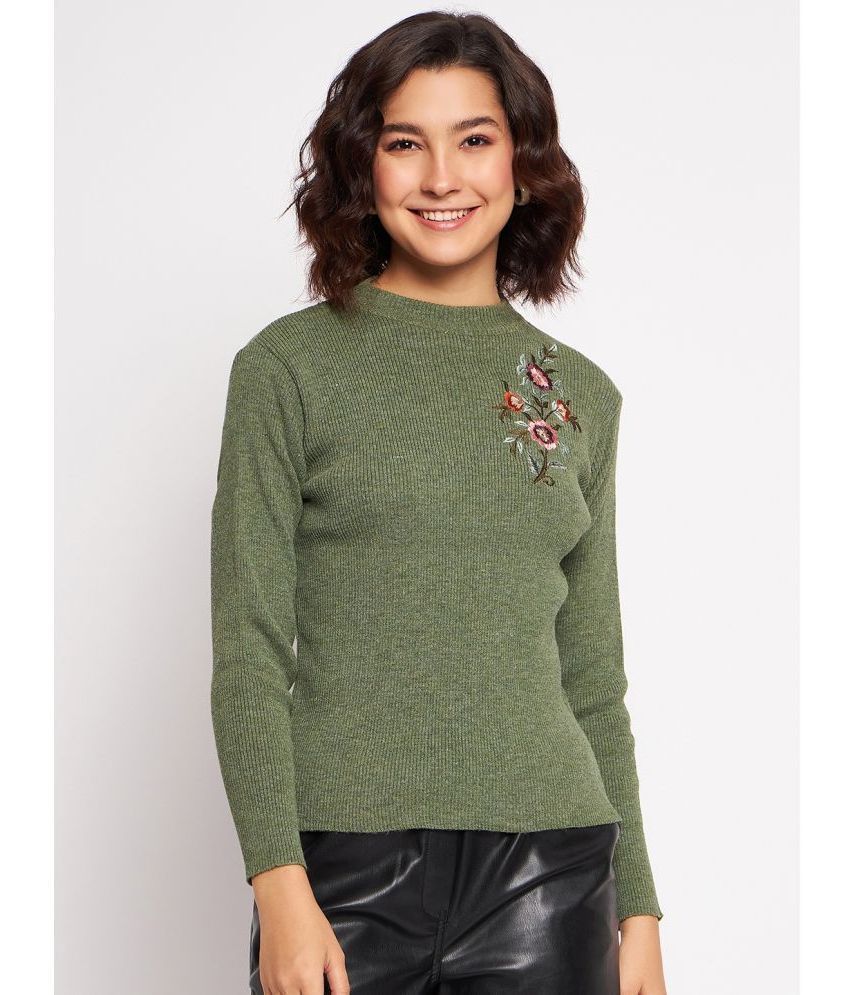     			Clapton Woollen Round Neck Women's Pullovers - Green ( Single )