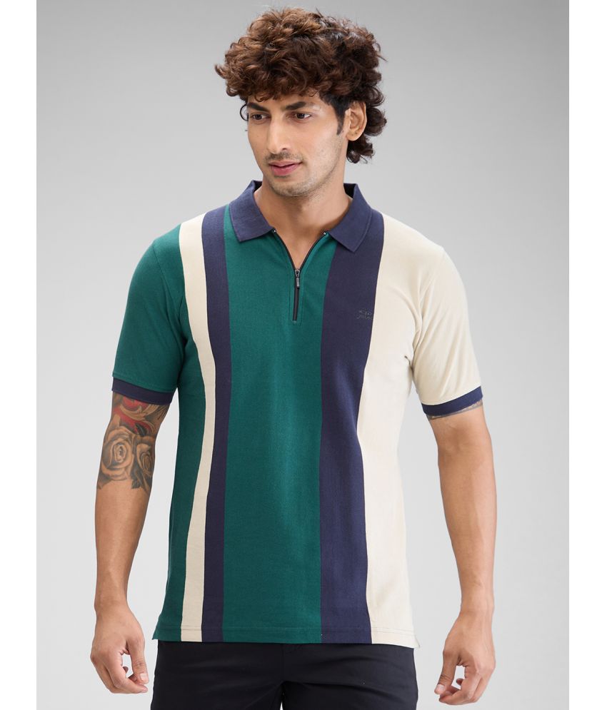     			Colorplus Cotton Regular Fit Colorblock Half Sleeves Men's Polo T Shirt - Green ( Pack of 1 )