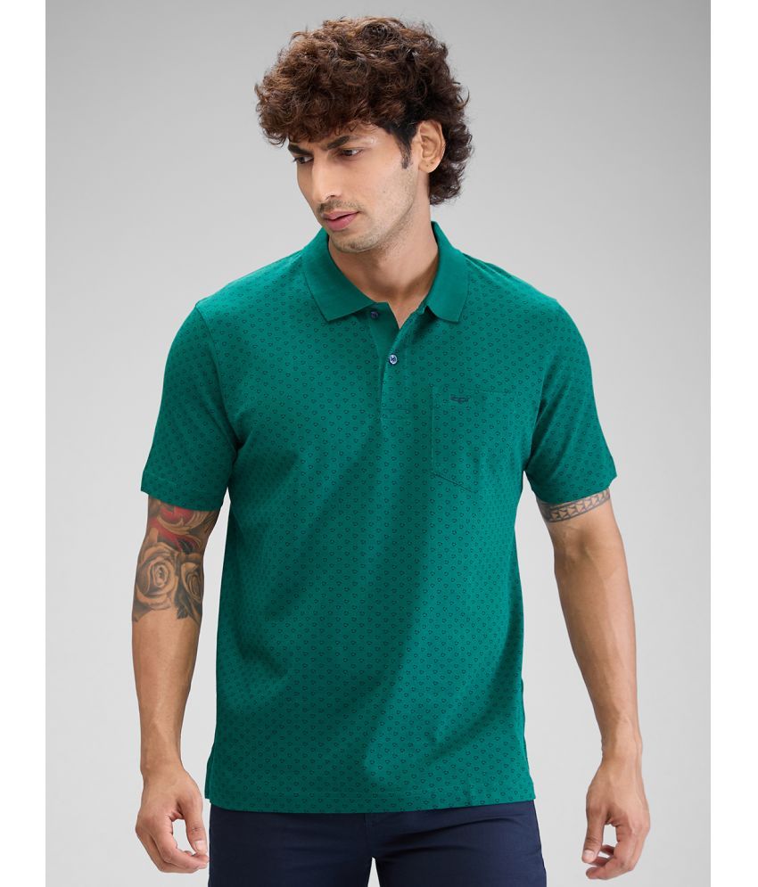     			Colorplus Cotton Regular Fit Printed Half Sleeves Men's Polo T Shirt - Green ( Pack of 1 )