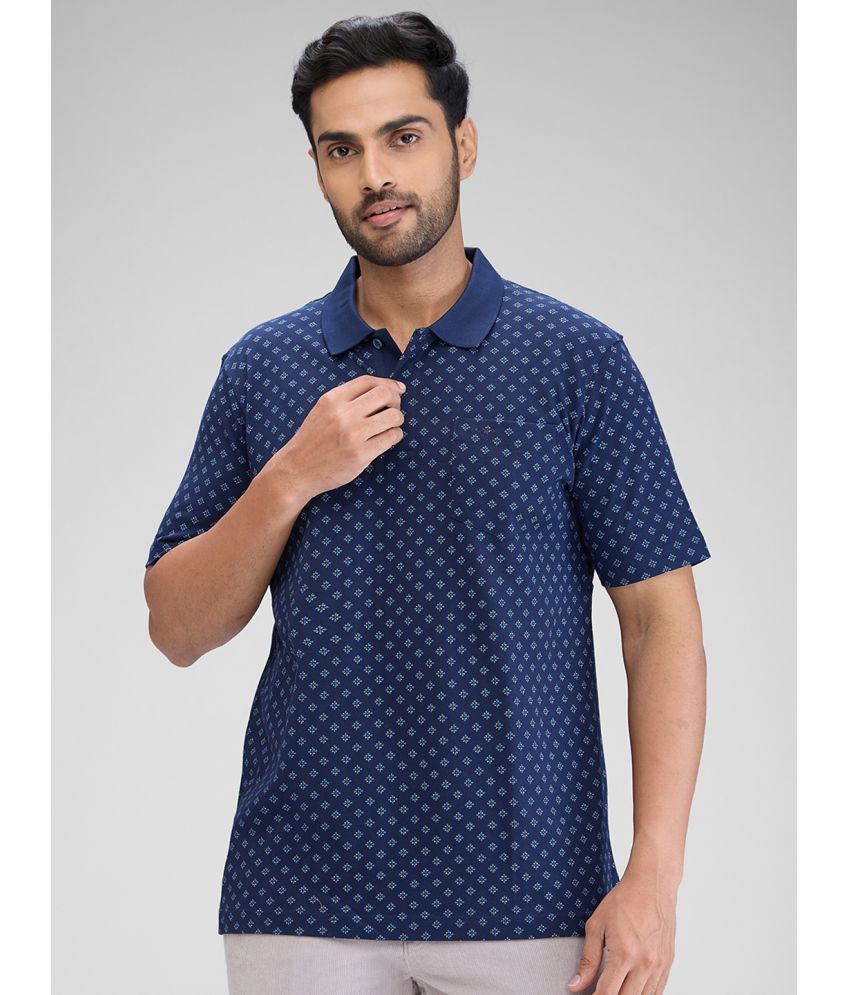     			Colorplus Cotton Regular Fit Printed Half Sleeves Men's Polo T Shirt - Blue ( Pack of 1 )