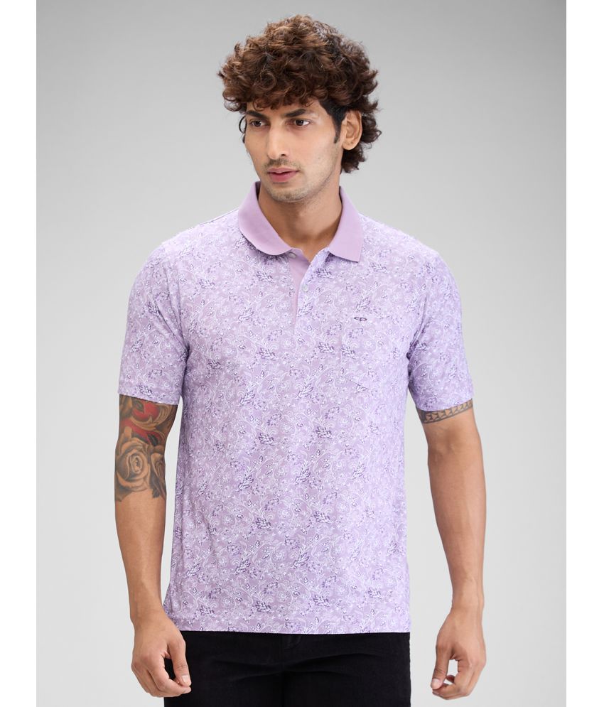     			Colorplus Cotton Regular Fit Printed Half Sleeves Men's Polo T Shirt - Purple ( Pack of 1 )