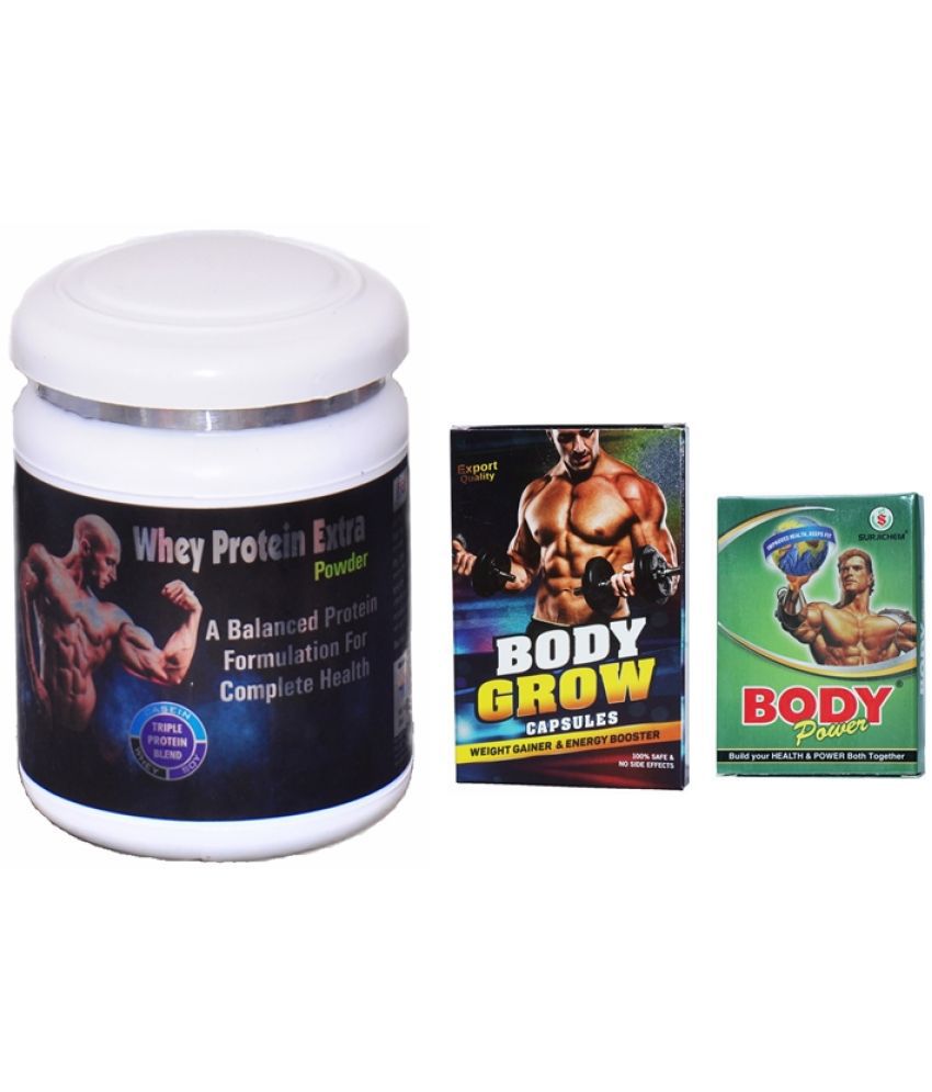     			Dr. Chopra Body Grow 10no.s & Body Power Cap10no.s & Rikhi Whey Protein Extra 300 gm Chocolate Single Pack