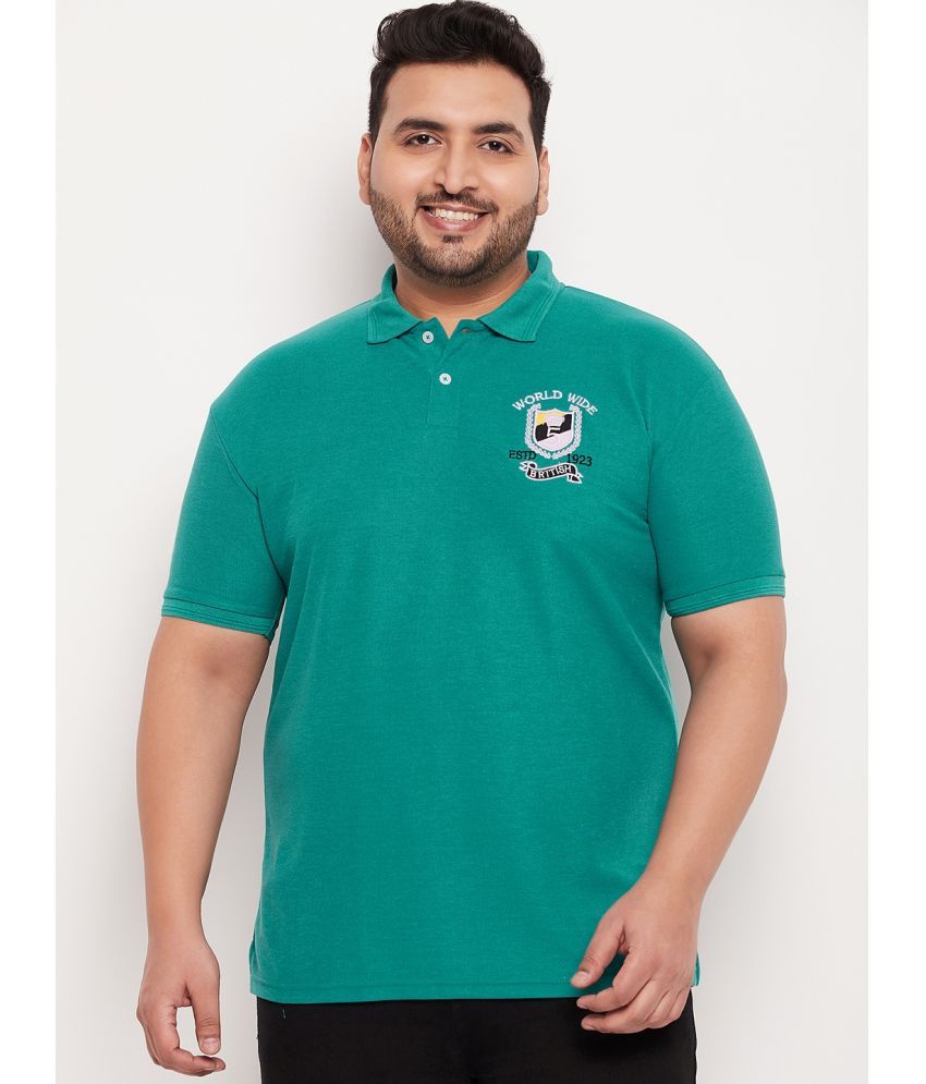     			GET GOLF Pack of 1 Cotton Blend Regular Fit Embroidered Half Sleeves Men's Polo T Shirt ( Green )