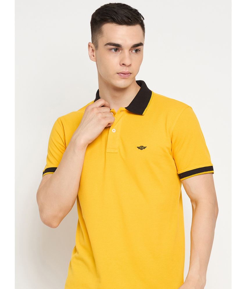     			GET GOLF Cotton Blend Regular Fit Solid Half Sleeves Men's Polo T Shirt - Mustard ( Pack of 1 )