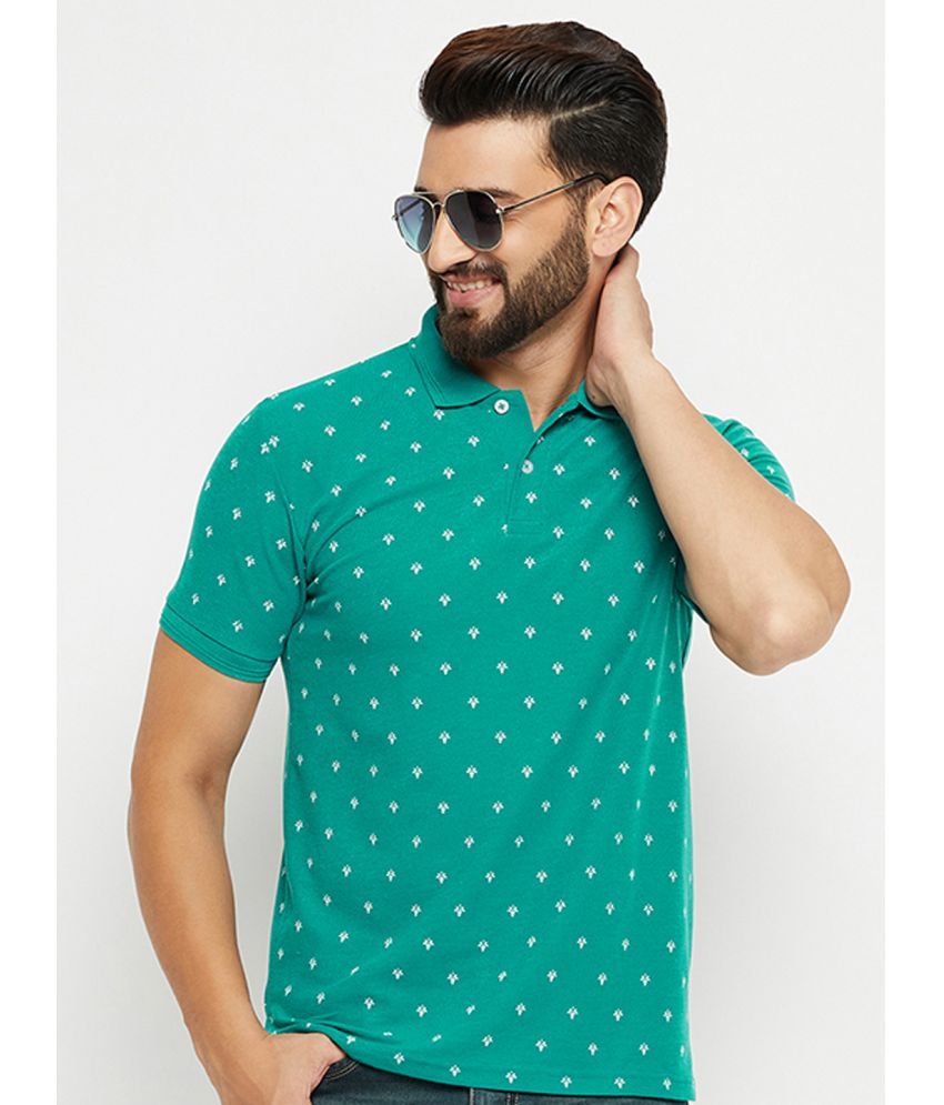     			GET GOLF Pack of 1 Cotton Blend Regular Fit Printed Half Sleeves Men's Polo T Shirt ( Green )