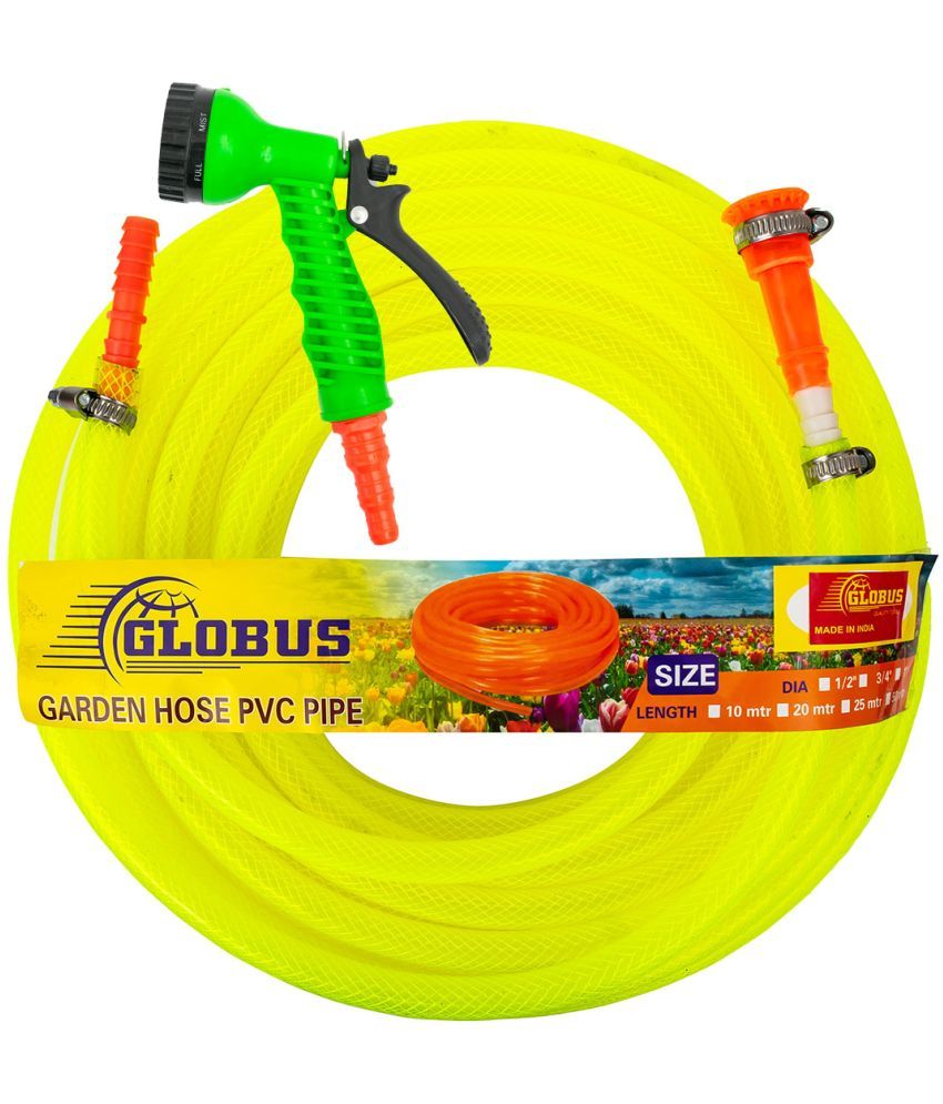     			Globus Garden Nylon Water Hose Pipe(Length-25 Mtr & Thickness-1/2"/12.5mm)Multicolour with Gun Sprayer