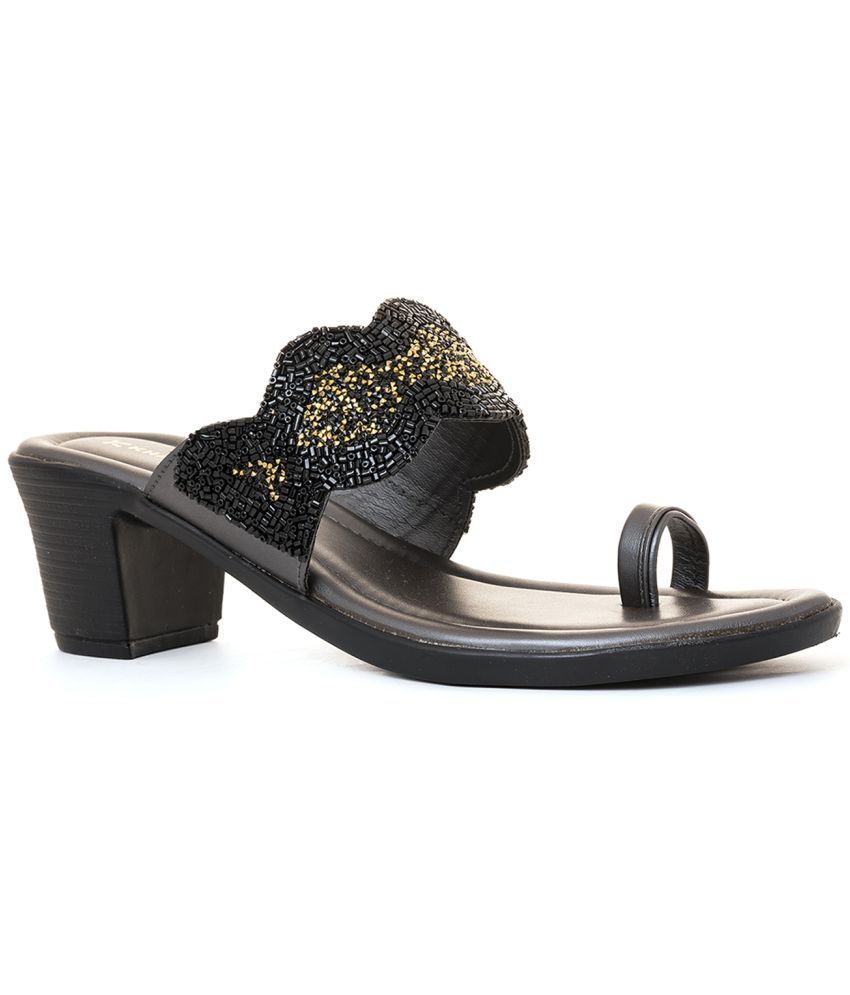     			KHADIM Black Women's Slip On Heels