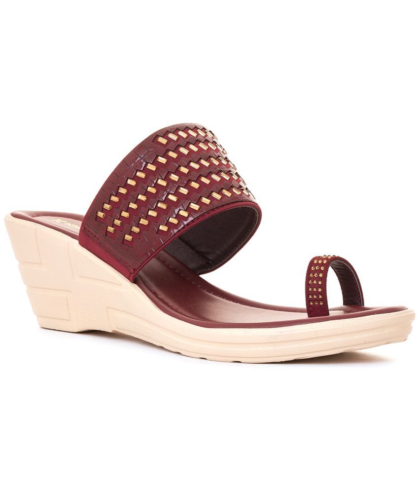     			KHADIM Maroon Women's Slip On Heels