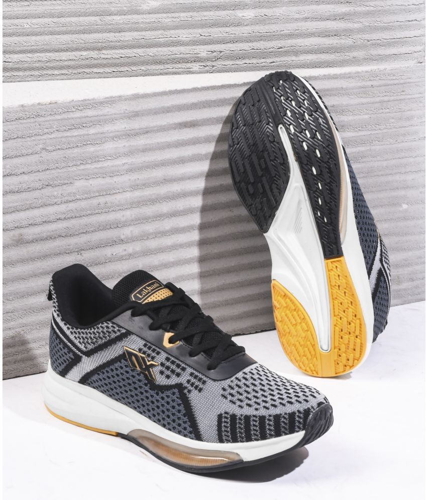     			Lakhani Aashirwad E-1406_Black-Gold Black Men's Sports Running Shoes