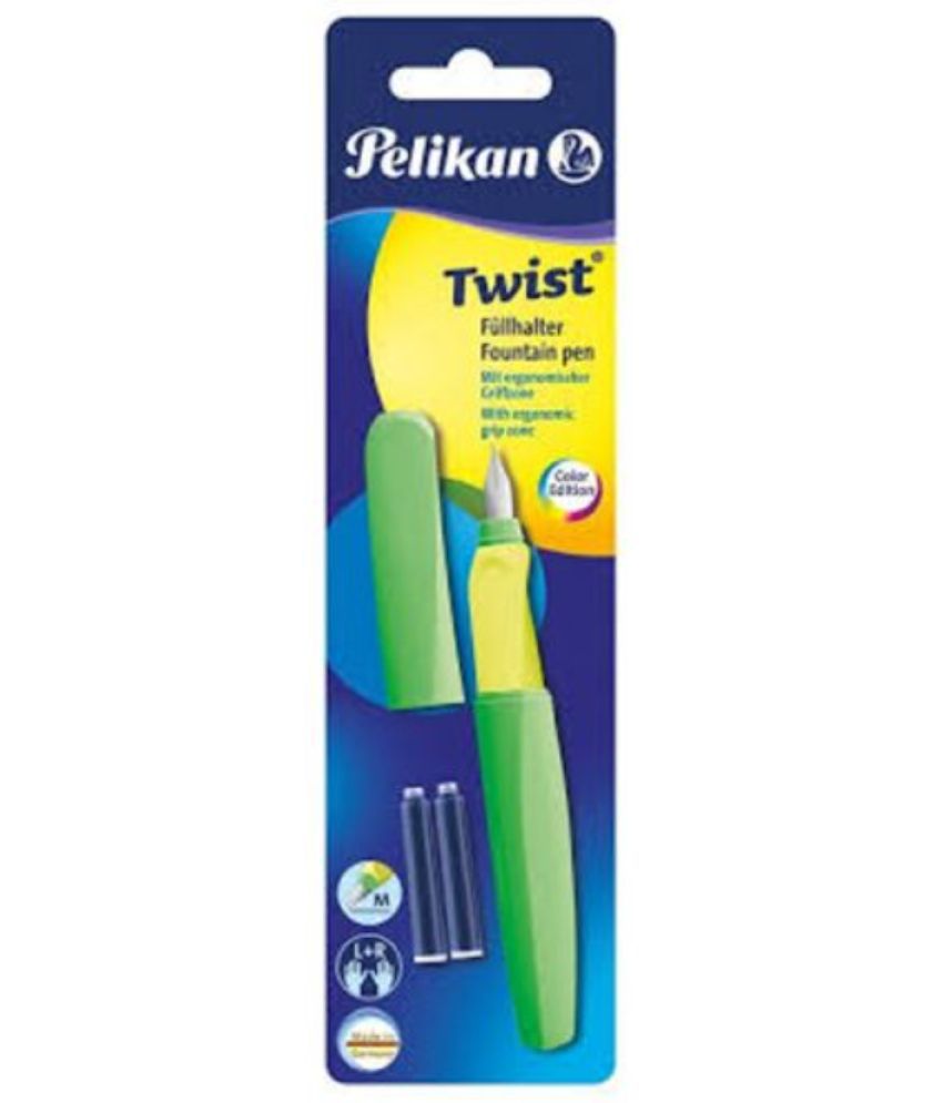     			Pelikan Twist Fp P457/B Neon Green +2 Ink Cartridges