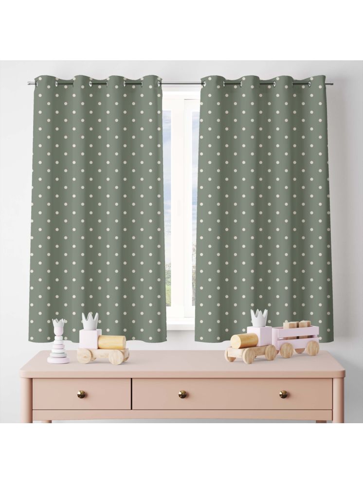     			BBM Abstract Room Darkening Eyelet Curtain 5 ft ( Pack of 2 ) - Green