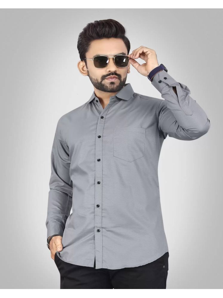     			BOUGHT FIRST Cotton Blend Regular Fit Full Sleeves Men's Formal Shirt - Grey Melange ( Pack of 1 )