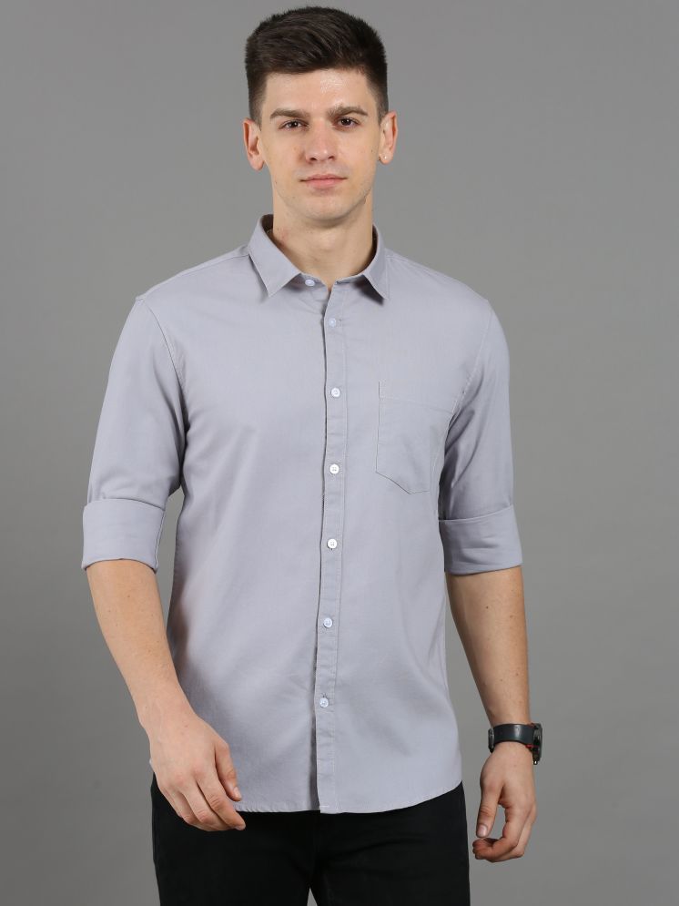     			BOUGHT FIRST Cotton Blend Regular Fit Full Sleeves Men's Formal Shirt - Grey ( Pack of 1 )