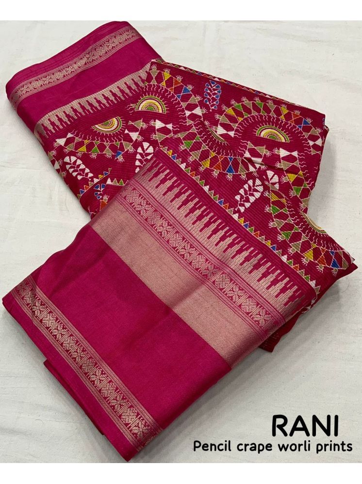     			Bhuwal Fashion Mysore Silk Printed Saree With Blouse Piece - Pink ( Pack of 1 )