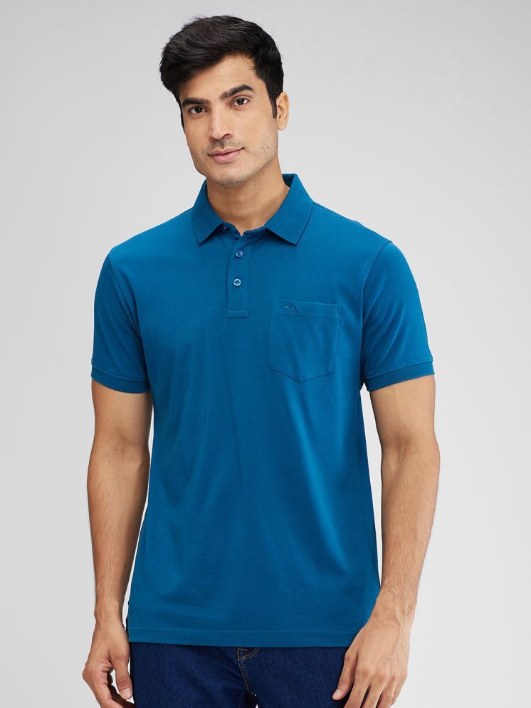     			Colorplus Cotton Regular Fit Solid Half Sleeves Men's Polo T Shirt - Blue ( Pack of 1 )