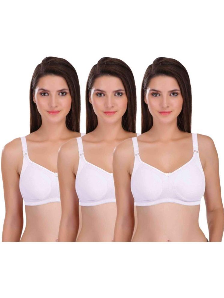     			Featherline Pack of 3 Cotton Blend Non Padded Women's Everyday Bra ( White )