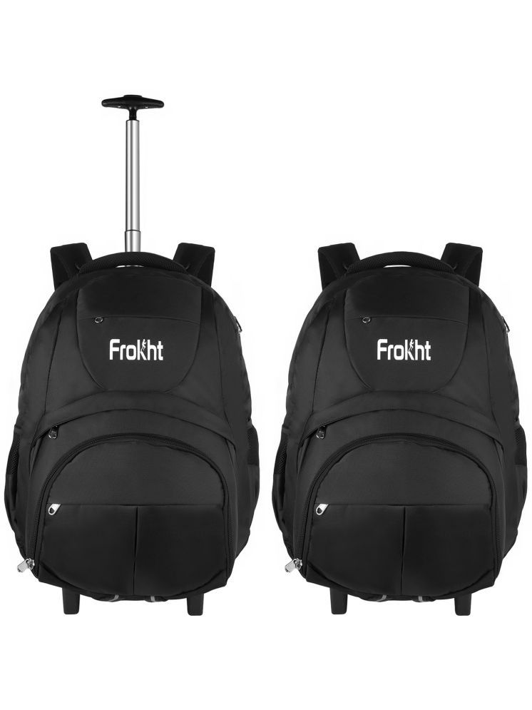     			Frokht 55 Ltrs Black Polyester Trolley Backpack