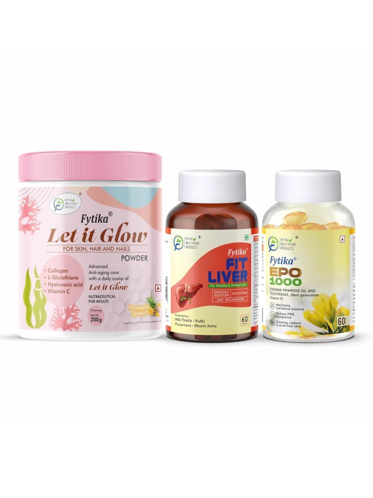     			Fytika Let it Glow Pineapple, Collagen Powder-200G + Fytika Fit Liver (Liver Detox Supplement)-60 Tabs + Fytika EPO1000 Evening Primrose Oil-60 Softgel