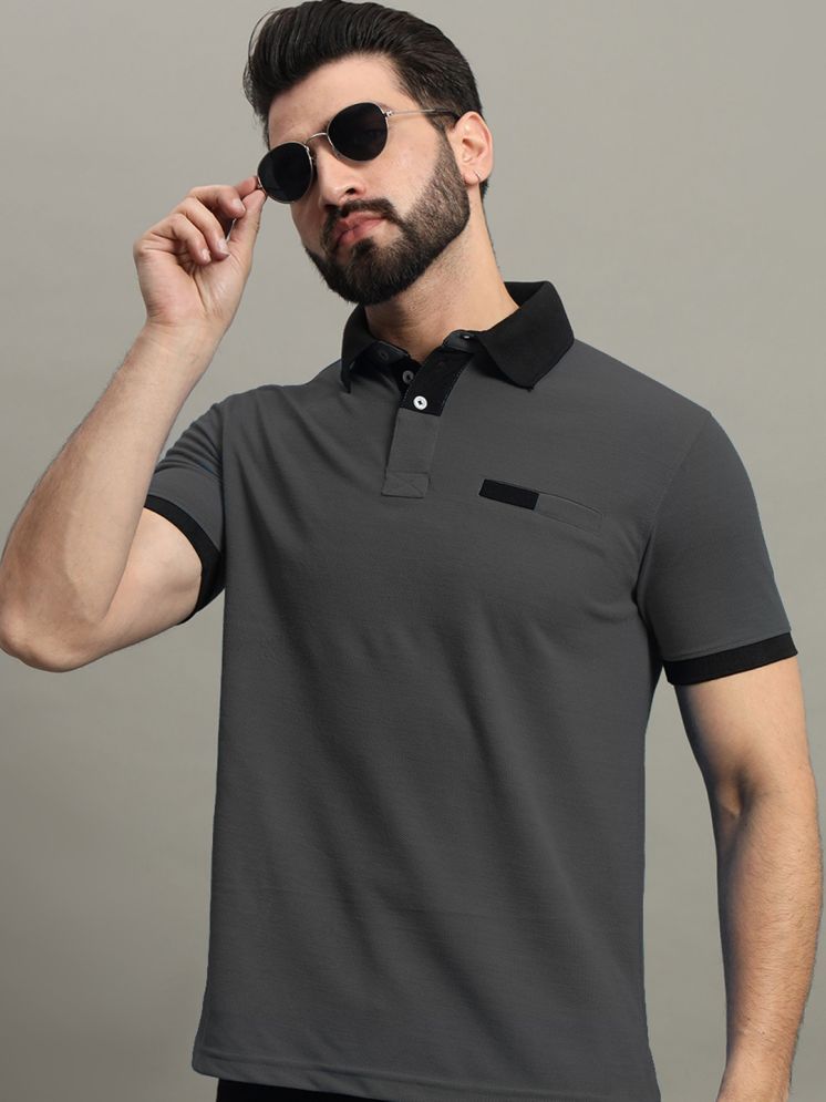     			GET GOLF Pack of 1 Cotton Blend Regular Fit Solid Half Sleeves Men's Polo T Shirt ( Charcoal )