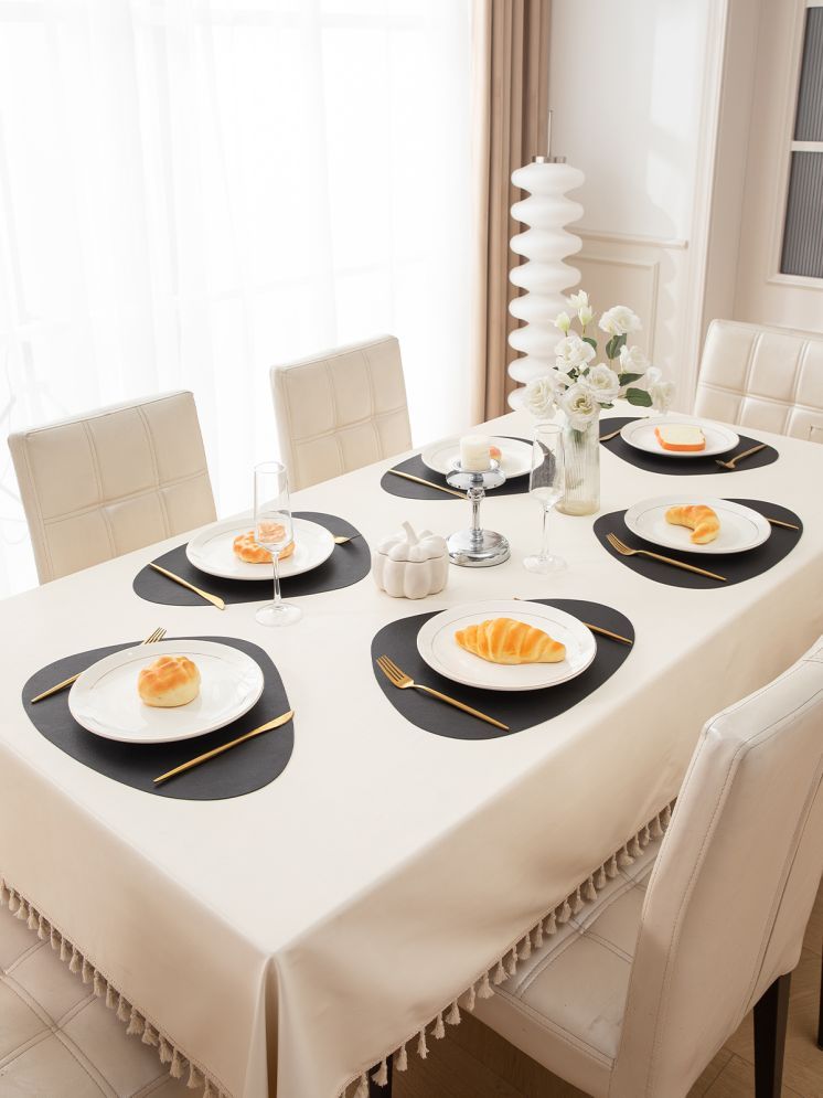     			HOKIPO Faux Leather Solid Table Mats ( 43 cm x 34 cm ) Pack of 6 - Black