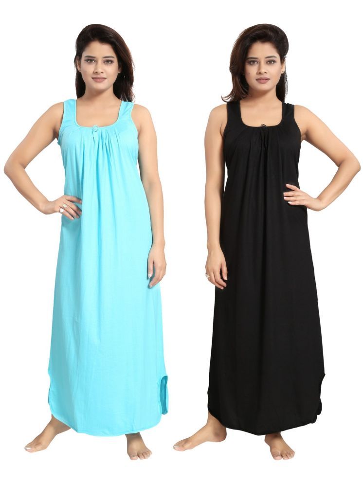     			INNER BEATS Multicolor Cotton Blend Women's Nightwear Night Dress ( Pack of 2 )