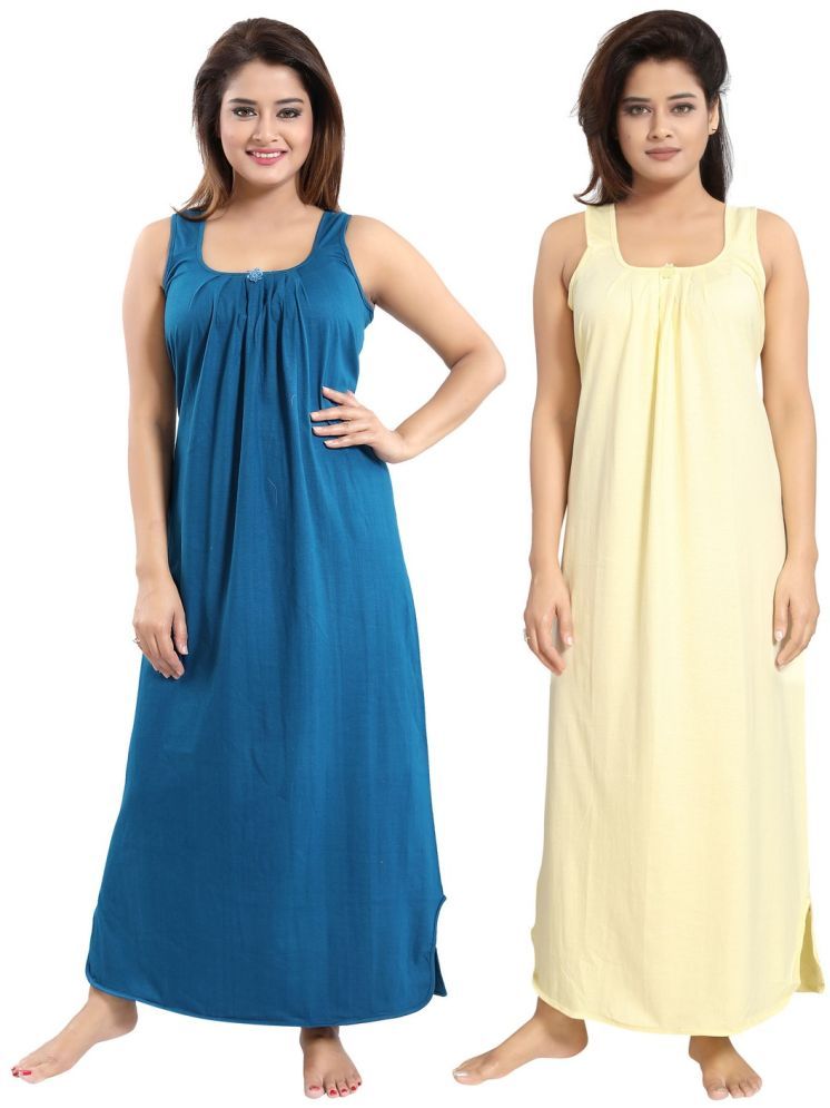     			INNER BEATS Multicolor Cotton Blend Women's Nightwear Night Dress ( Pack of 2 )