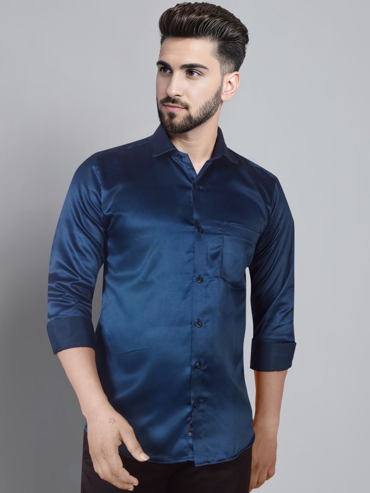     			JB JUST BLACK Polyester Slim Fit Solids Full Sleeves Men's Casual Shirt - Navy ( Pack of 1 )